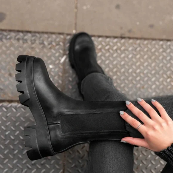 LITA By Ciara Chelsea Mid High Leather Black Boots for Women, SZ. EU 36 / US 5.5 - Picture 12 of 15